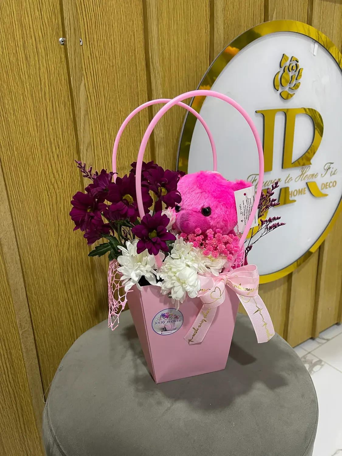 Mini pink handle - Sweet flower bag
