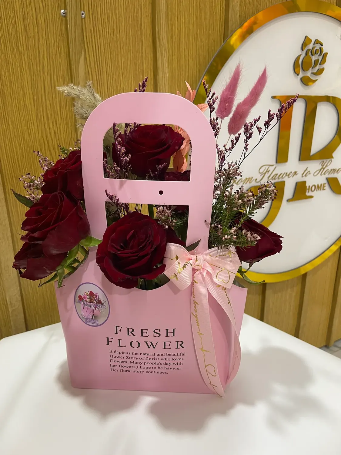Pink romantic flower bag
