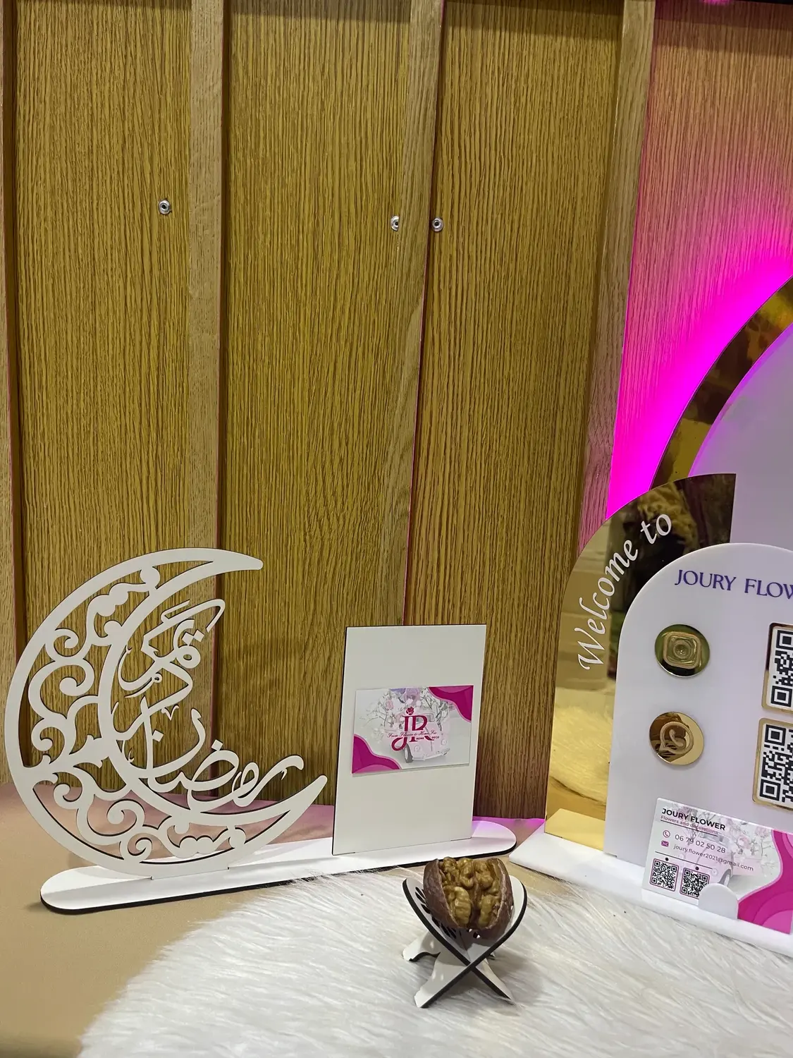 Engraved crescent card by Joury Flowers