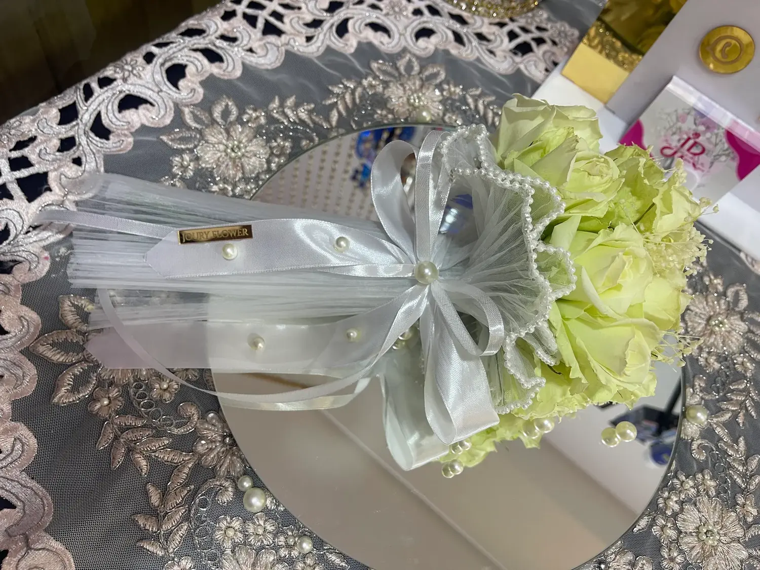 Pearl bridal bouquet by Joury Flowers