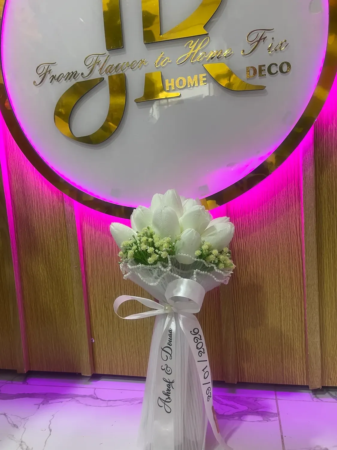 White tulip bridal bouquet by Joury Flowers