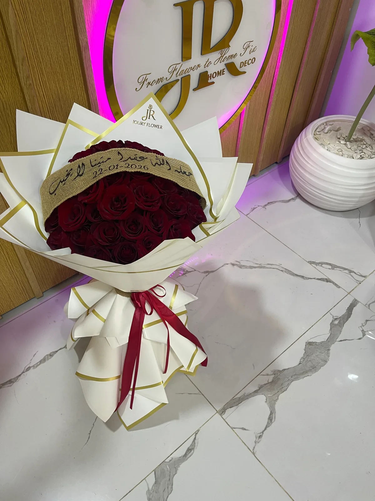 Red vow bouquet by Joury Flowers
