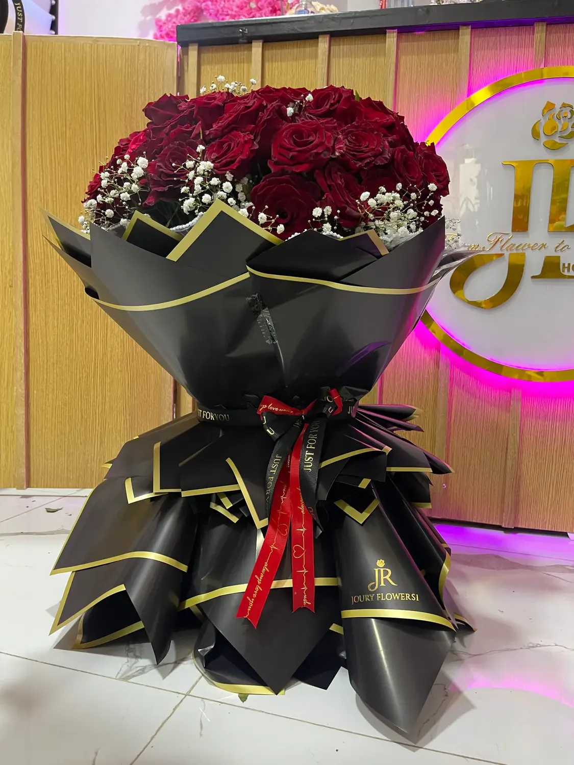 Luxury black red wedding bouquet by Joury Flowers