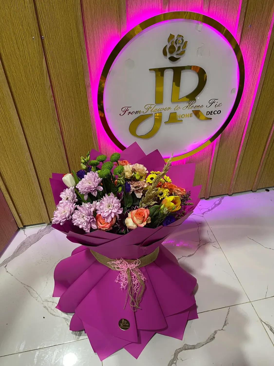 Purple celebration bouquet by Joury Flowers