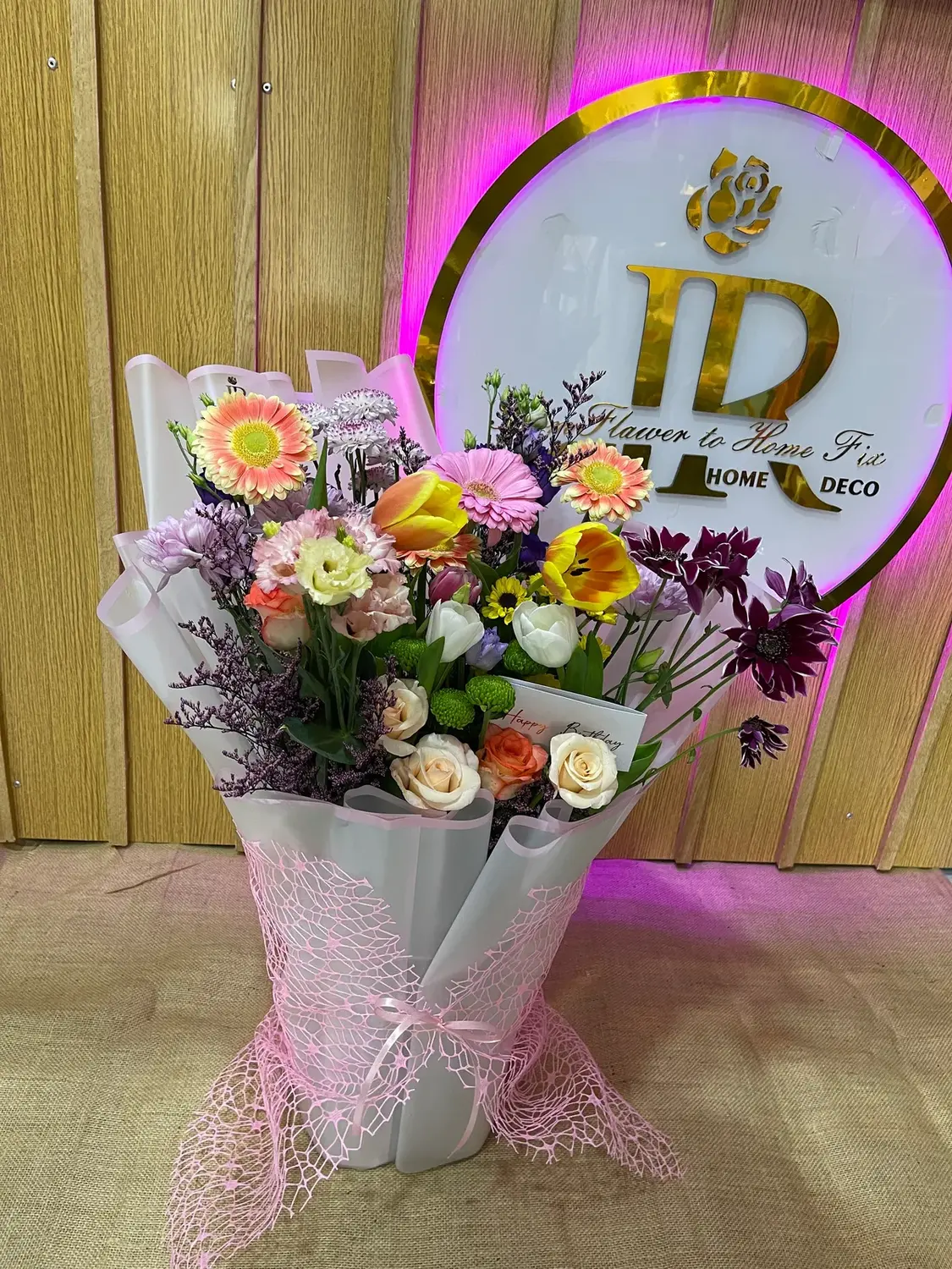 Blush mixed bouquet by Joury Flowers